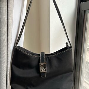 Lauren Ralph Lauren Black Shoulder Bag with Monogram Plate
